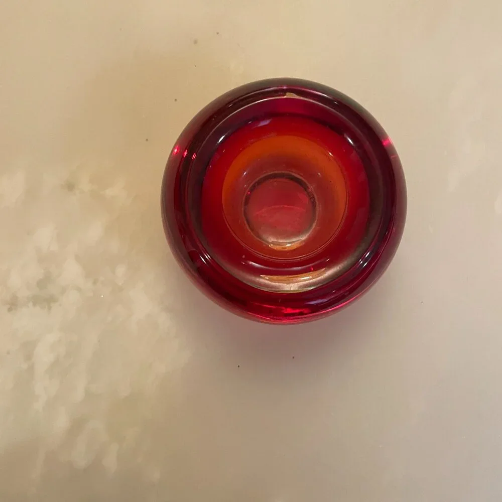 Crate & Barrel Red Christmas Votive Candle Holder
